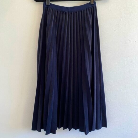 Coco Martini Long A-Line Skirt Womens XS/S Navy Accordion Twirly Pull On Shimmer - Picture 1 of 8